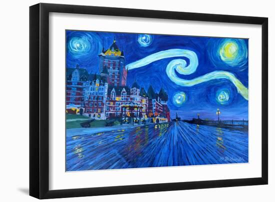 Starry Night Quebec Chateau Frontenac Van Gogh-Martina Bleichner-Framed Art Print