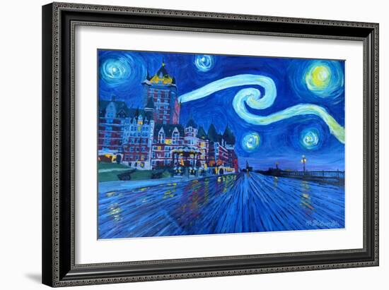 Starry Night Quebec Chateau Frontenac Van Gogh-Martina Bleichner-Framed Art Print