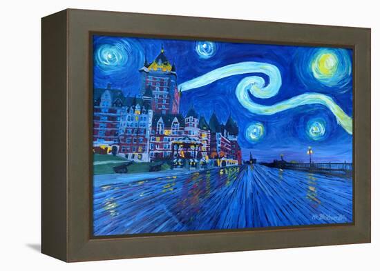 Starry Night Quebec Chateau Frontenac Van Gogh-Martina Bleichner-Framed Stretched Canvas