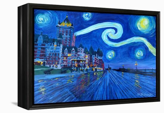 Starry Night Quebec Chateau Frontenac Van Gogh-Martina Bleichner-Framed Stretched Canvas