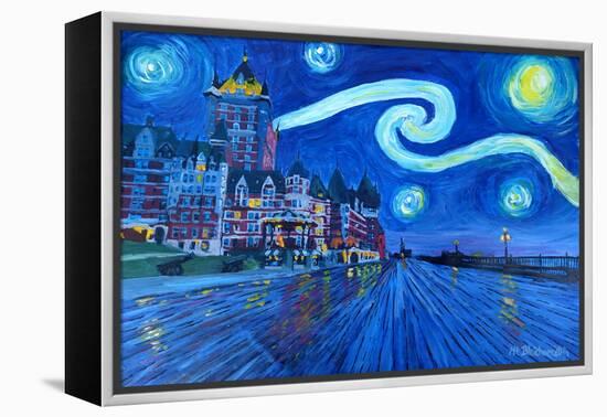 Starry Night Quebec Chateau Frontenac Van Gogh-Martina Bleichner-Framed Stretched Canvas