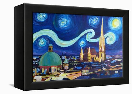 Starry Night Vienna Austria St Stephan Cathedral-Markus Bleichner-Framed Stretched Canvas