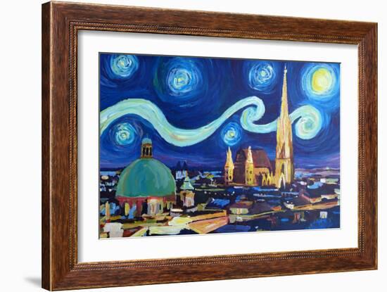 Starry Night Vienna Austria St Stephan Cathedral-Markus Bleichner-Framed Art Print