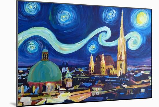 Starry Night Vienna Austria St Stephan Cathedral-Markus Bleichner-Mounted Art Print