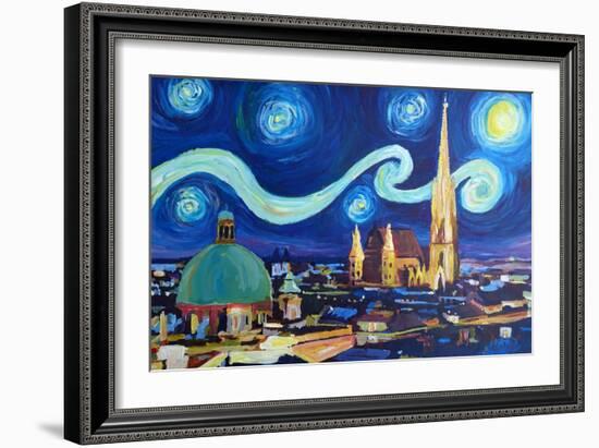 Starry Night Vienna Austria St Stephan Cathedral-Markus Bleichner-Framed Art Print