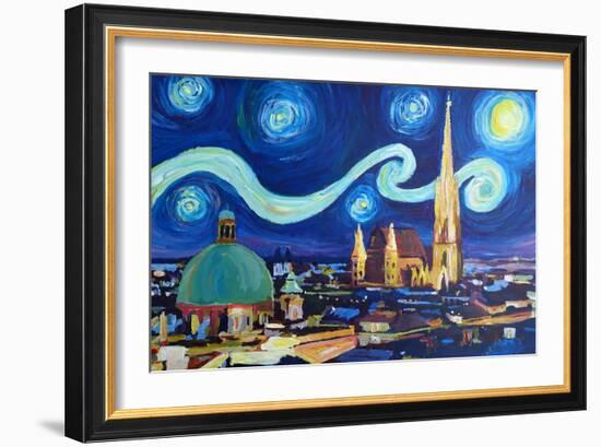 Starry Night Vienna Austria St Stephan Cathedral-Markus Bleichner-Framed Art Print