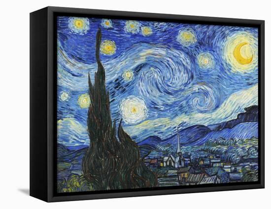 Starry Night-Vincent Van Gogh-Framed Stretched Canvas