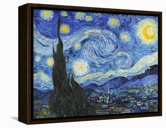 Starry Night-Vincent Van Gogh-Framed Stretched Canvas