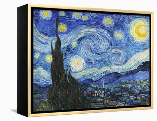 Starry Night-Vincent Van Gogh-Framed Stretched Canvas