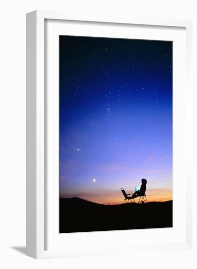 Starry Sky And Stargazer-David Nunuk-Framed Photographic Print