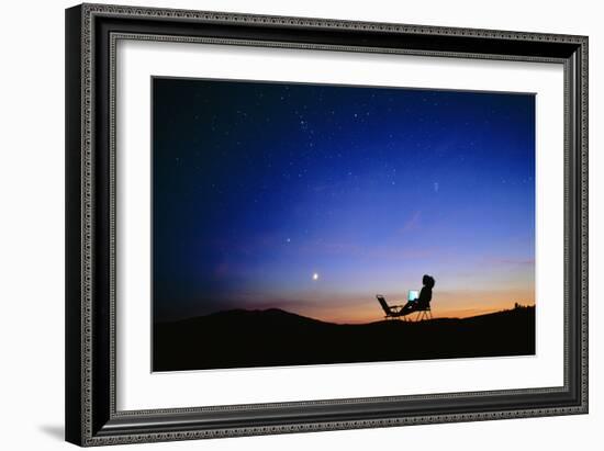 Starry Sky And Stargazer-David Nunuk-Framed Photographic Print