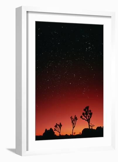 Starry Sky And Sunset Taken In Joshua Tree Park-David Nunuk-Framed Photographic Print