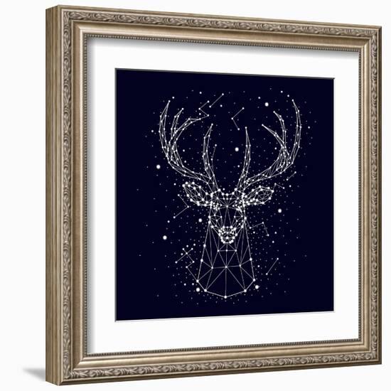 Starry Sky, Constellation, Deer-Chikovnaya-Framed Art Print