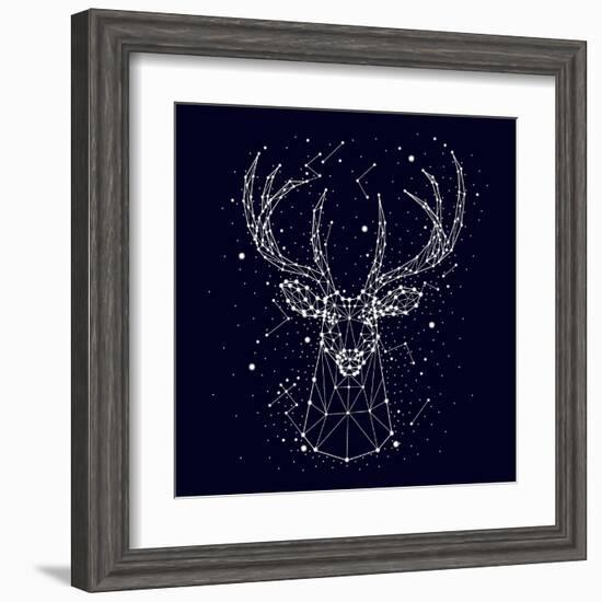 Starry Sky, Constellation, Deer-Chikovnaya-Framed Art Print