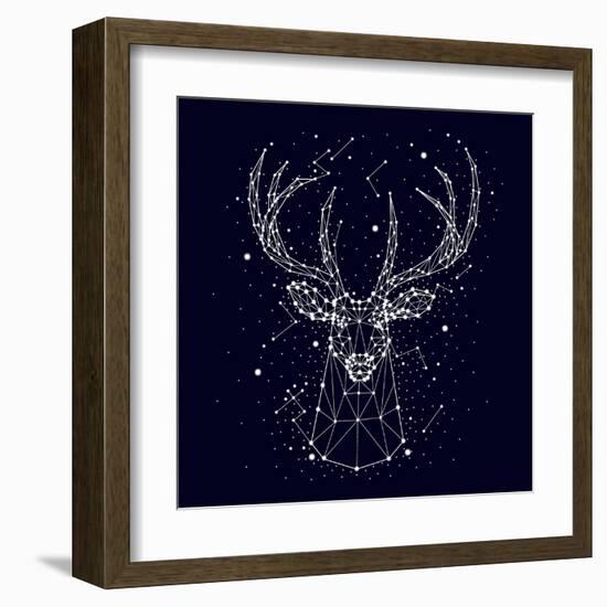 Starry Sky, Constellation, Deer-Chikovnaya-Framed Art Print