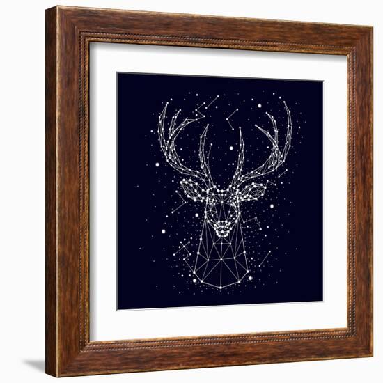 Starry Sky, Constellation, Deer-Chikovnaya-Framed Art Print