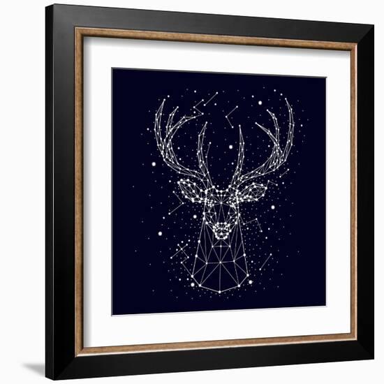 Starry Sky, Constellation, Deer-Chikovnaya-Framed Art Print