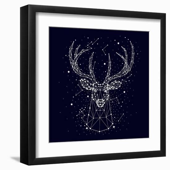 Starry Sky, Constellation, Deer-Chikovnaya-Framed Art Print