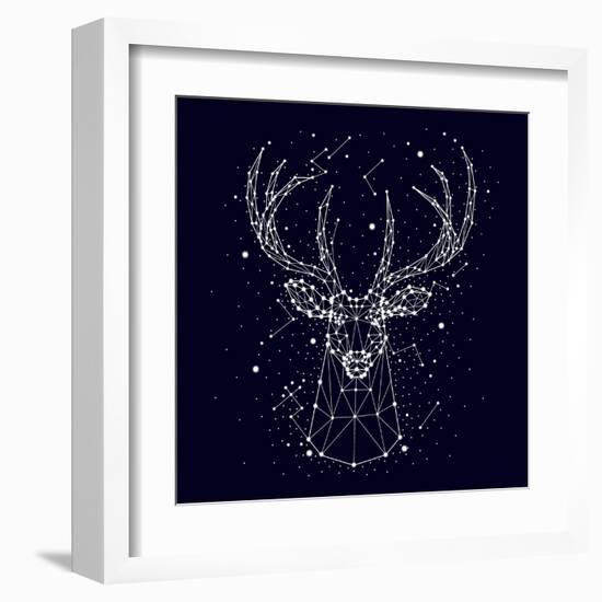 Starry Sky, Constellation, Deer-Chikovnaya-Framed Art Print