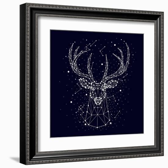 Starry Sky, Constellation, Deer-Chikovnaya-Framed Art Print