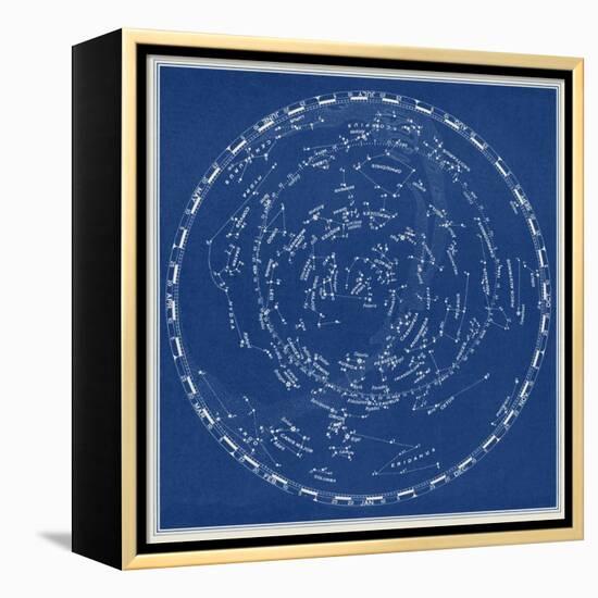 Stars and Constellations Chart-null-Framed Stretched Canvas