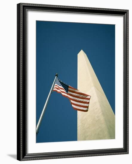 Stars and Stripes American Flag and Washington Monument, Washington D.C., USA-Geoff Renner-Framed Photographic Print