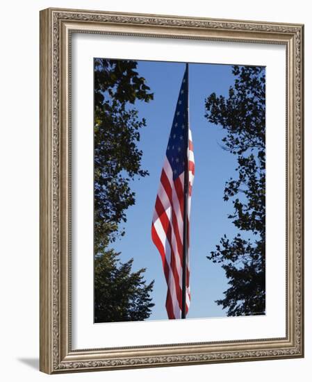 Stars and Stripes, Liberty Island, New York City, New York, United States of America, North America-Amanda Hall-Framed Photographic Print