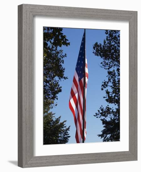 Stars and Stripes, Liberty Island, New York City, New York, United States of America, North America-Amanda Hall-Framed Photographic Print