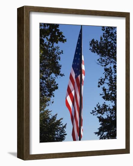 Stars and Stripes, Liberty Island, New York City, New York, United States of America, North America-Amanda Hall-Framed Photographic Print