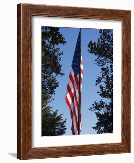 Stars and Stripes, Liberty Island, New York City, New York, United States of America, North America-Amanda Hall-Framed Photographic Print