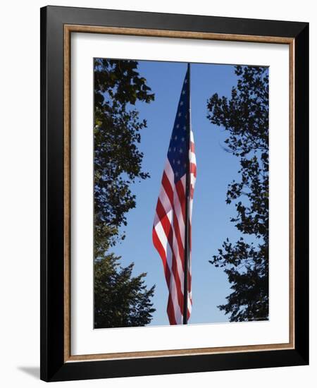 Stars and Stripes, Liberty Island, New York City, New York, United States of America, North America-Amanda Hall-Framed Photographic Print