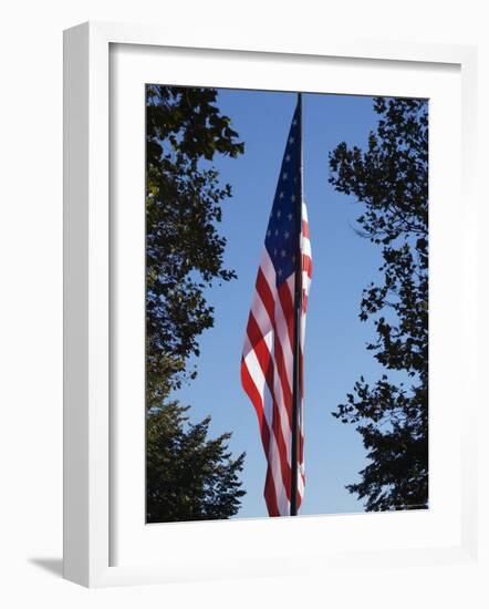 Stars and Stripes, Liberty Island, New York City, New York, United States of America, North America-Amanda Hall-Framed Photographic Print