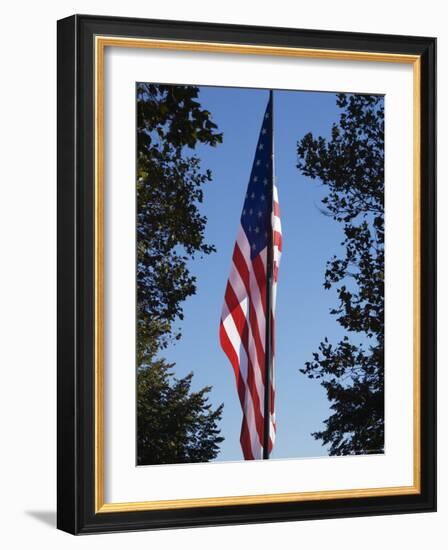 Stars and Stripes, Liberty Island, New York City, New York, United States of America, North America-Amanda Hall-Framed Photographic Print