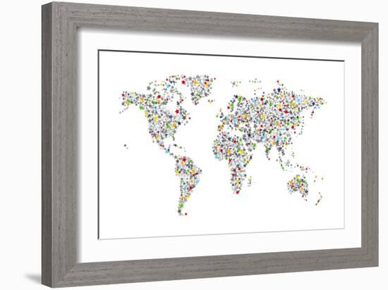 Stars Map of the World Map-Michael Tompsett-Framed Art Print