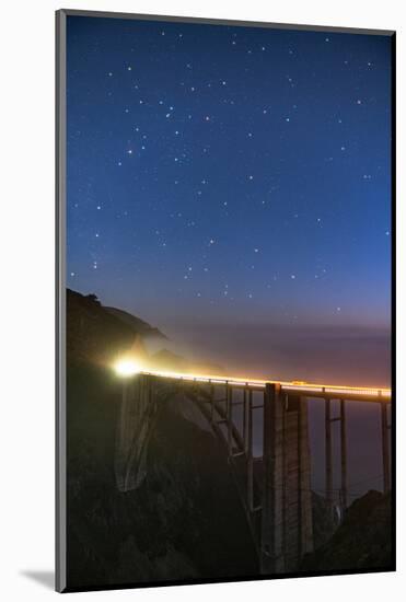 Stars over Big Sur's Bixby Creek Bridge near Monterey, California at night along the coast-David Chang-Mounted Premium Photographic Print