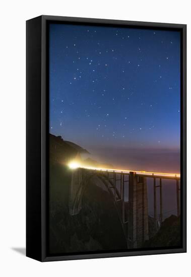 Stars over Big Sur's Bixby Creek Bridge near Monterey, California at night along the coast-David Chang-Framed Premier Image Canvas