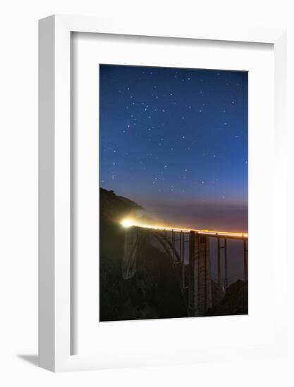 Stars over Big Sur's Bixby Creek Bridge near Monterey, California at night along the coast-David Chang-Framed Photographic Print