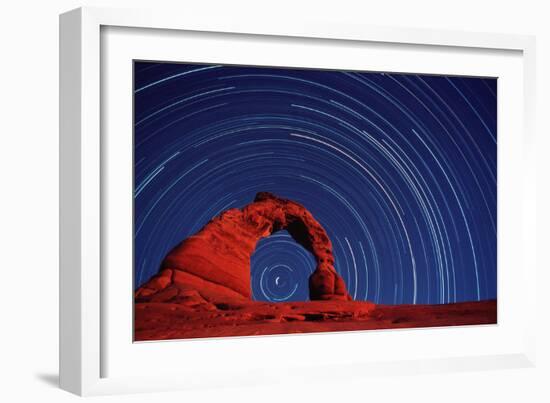 Stars Trails & Delicate Arch-David Nunuk-Framed Photographic Print