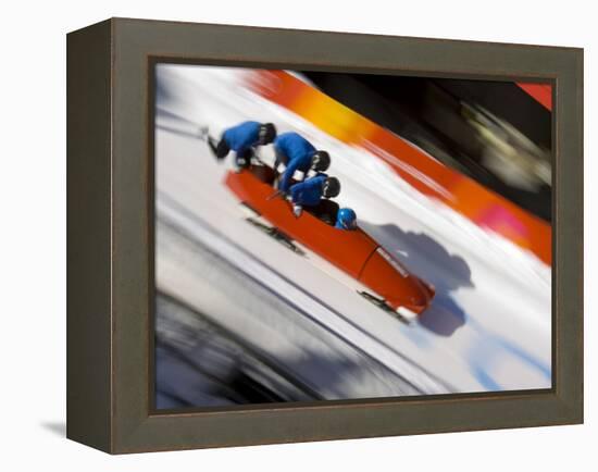 Start of a 4-Man Bobsled Team in Action, Torino, Italy-Chris Trotman-Framed Premier Image Canvas