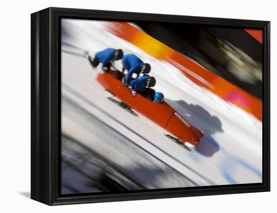 Start of a 4-Man Bobsled Team in Action, Torino, Italy-Chris Trotman-Framed Premier Image Canvas