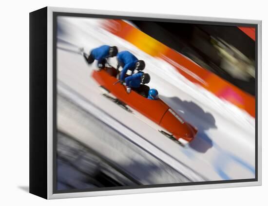 Start of a 4-Man Bobsled Team in Action, Torino, Italy-Chris Trotman-Framed Premier Image Canvas