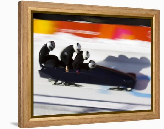 Start of a 4-Man Bobsled Team in Action, Torino, Italy-Chris Trotman-Framed Premier Image Canvas