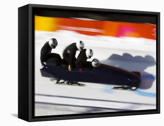 Start of a 4-Man Bobsled Team in Action, Torino, Italy-Chris Trotman-Framed Premier Image Canvas