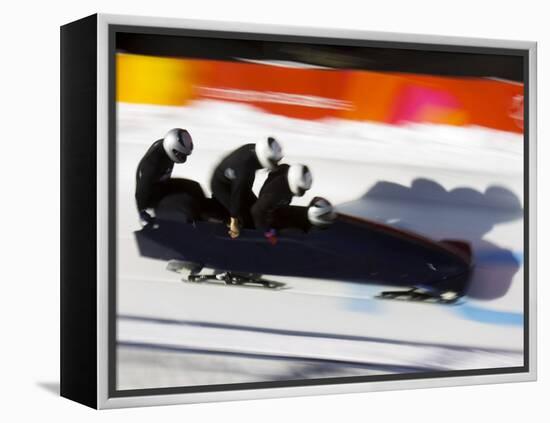 Start of a 4-Man Bobsled Team in Action, Torino, Italy-Chris Trotman-Framed Premier Image Canvas