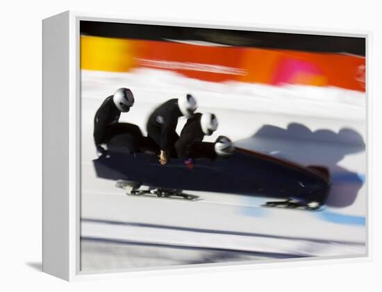 Start of a 4-Man Bobsled Team in Action, Torino, Italy-Chris Trotman-Framed Premier Image Canvas