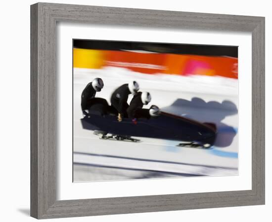 Start of a 4-Man Bobsled Team in Action, Torino, Italy-Chris Trotman-Framed Photographic Print