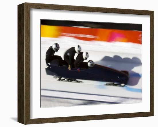 Start of a 4-Man Bobsled Team in Action, Torino, Italy-Chris Trotman-Framed Photographic Print