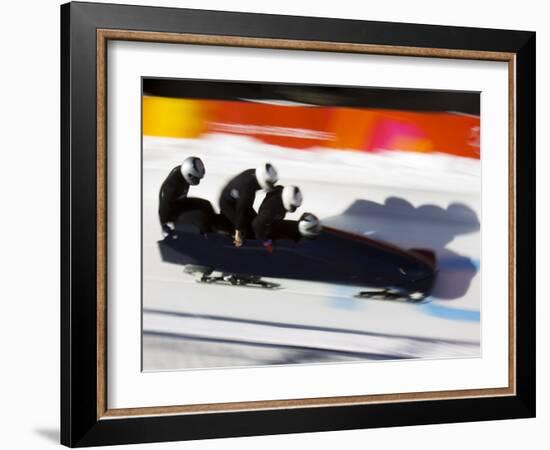 Start of a 4-Man Bobsled Team in Action, Torino, Italy-Chris Trotman-Framed Photographic Print