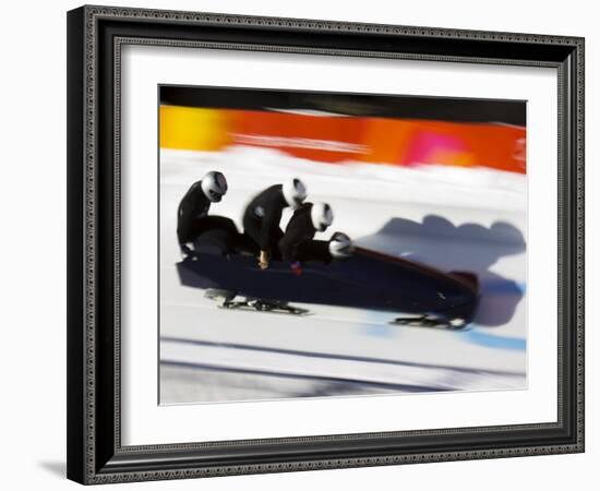 Start of a 4-Man Bobsled Team in Action, Torino, Italy-Chris Trotman-Framed Photographic Print