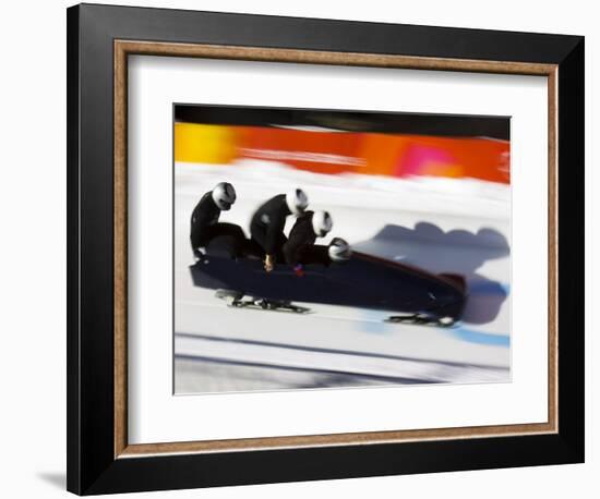 Start of a 4-Man Bobsled Team in Action, Torino, Italy-Chris Trotman-Framed Photographic Print